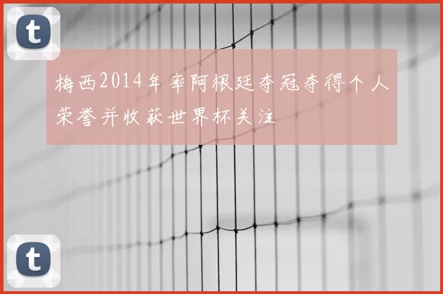 梅西2014年率阿根廷夺冠夺得个人荣誉并收获世界杯关注